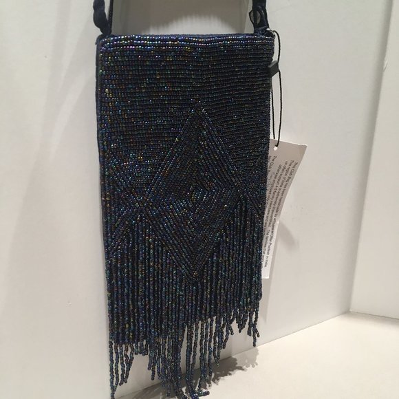 BLUE BEADED PHONE BAG - Picture 3 of 14